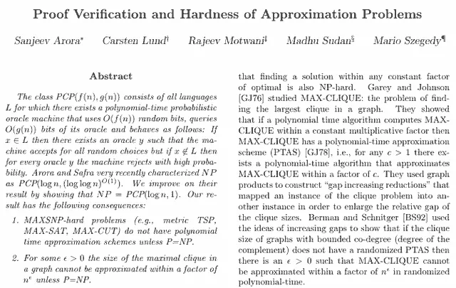 Proof Verification and Hardness of Approximation Problems