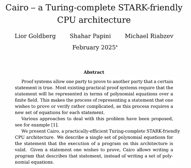 Cairo–a Turing-complete STARK-friendly CPU architecture