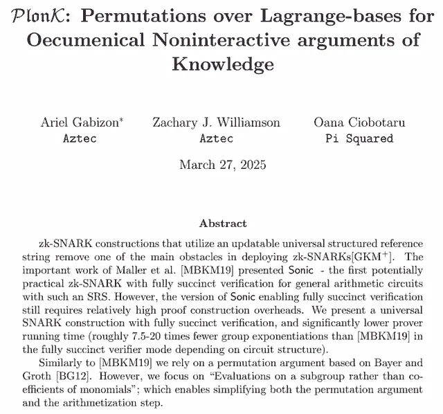 Plonk: Permutations over lagrange-bases for oecumenical noninteractive arguments of knowledge