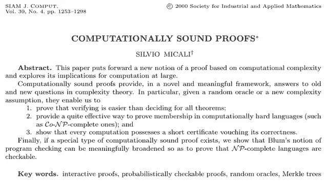 Computationally sound proofs