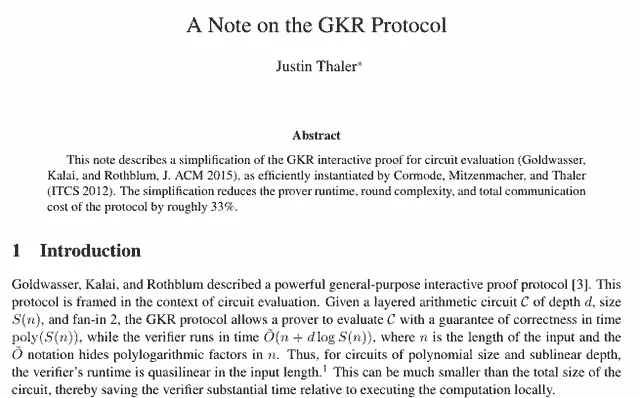 A note on the GKR protocol
