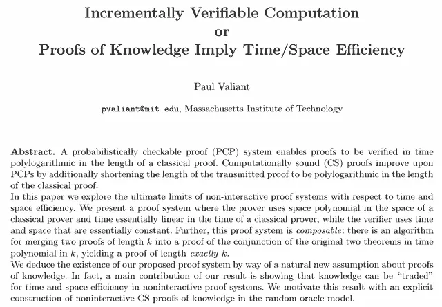 Incrementally verifiable computation or proofs of knowledge imply time/space efficiency